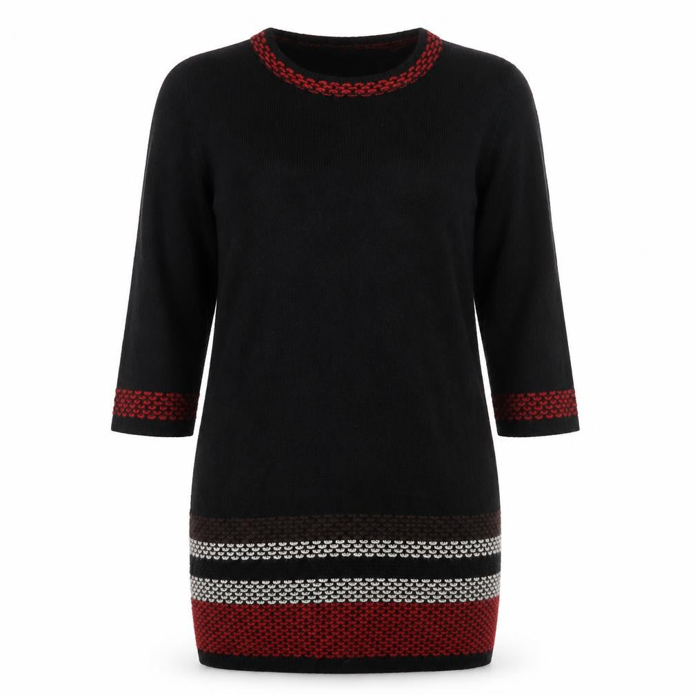 Front view of Peacocks women’s black tunic jumper, size UK 8