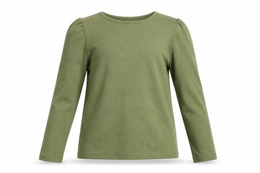 Front view of Tu girls’ green jumper, size 10, years