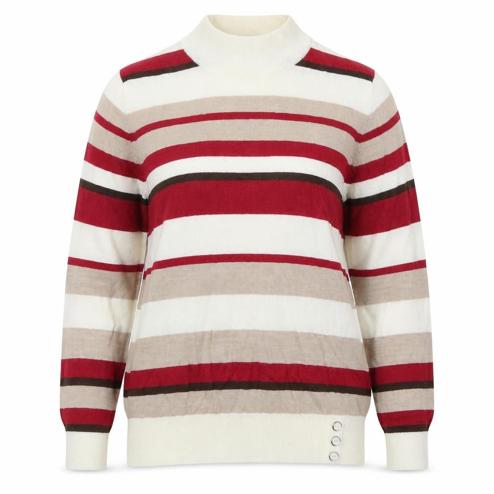 BHS Womens Red Striped Knit Pullover Jumper Size 16  - Beige