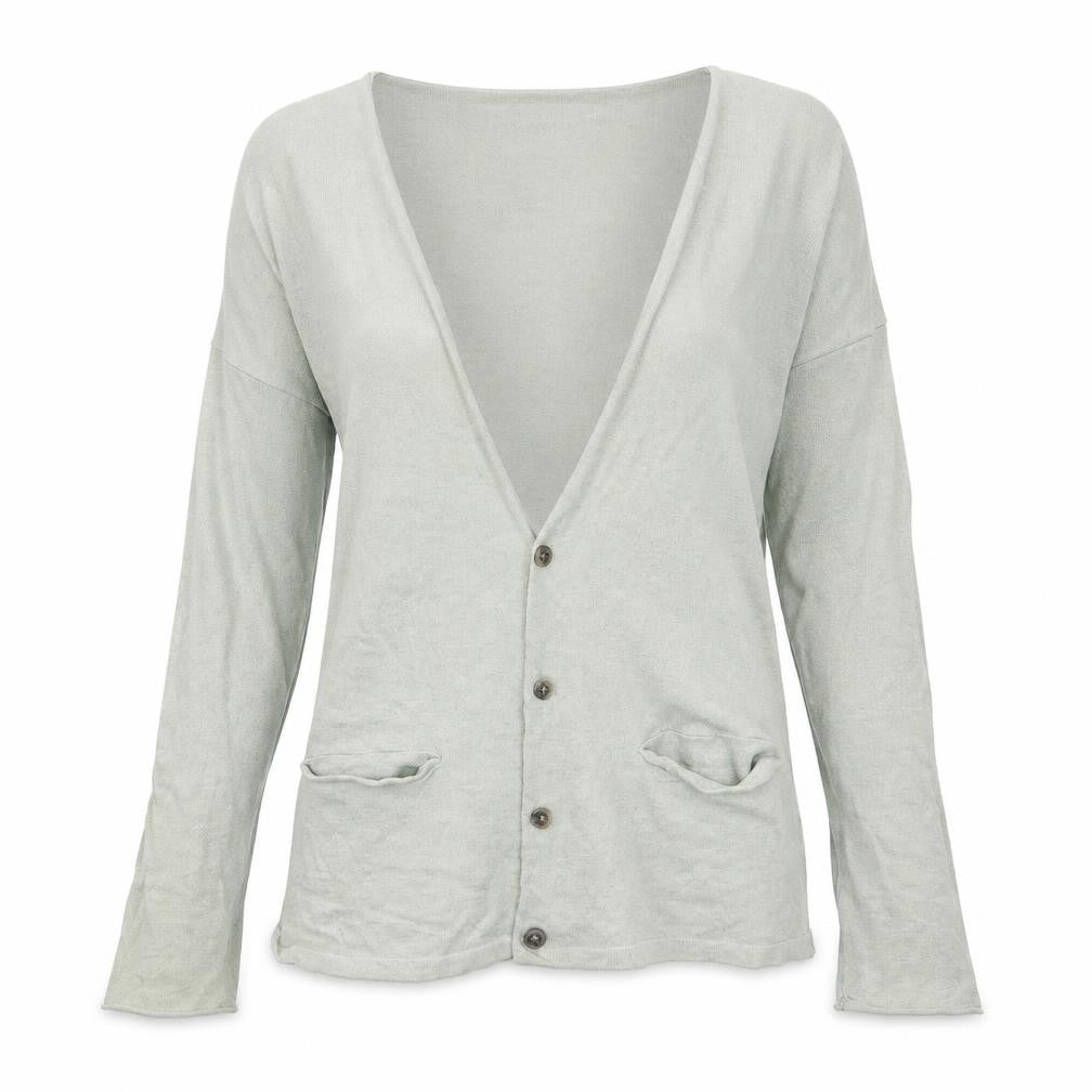 Front view of Gap women’s green cardigan jumper, size S