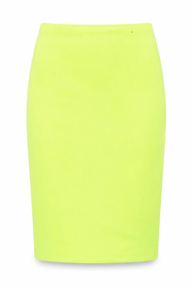 Front view of Atmosphere women’s yellow a-line skirt, size UK 10