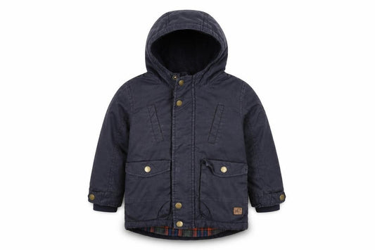 Front view of Next boys’ blue jacket, size 2, years