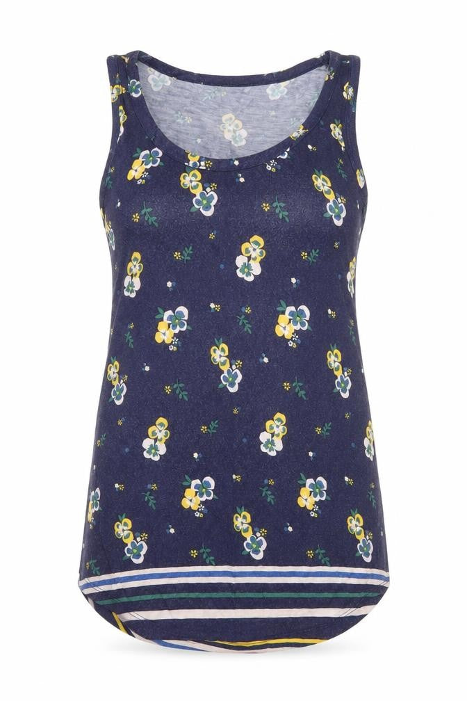 Dorothy Perkins Womens Blue Floral Jersey Basic Tank Size 8