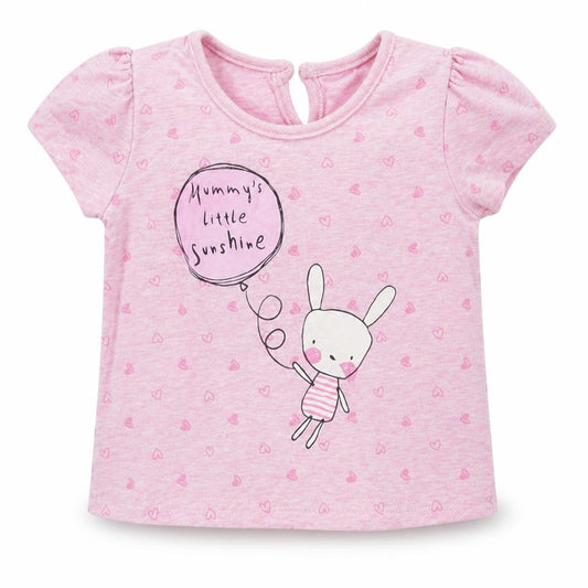 Front view of George girls’ pink basic t-shirt, size 12, months