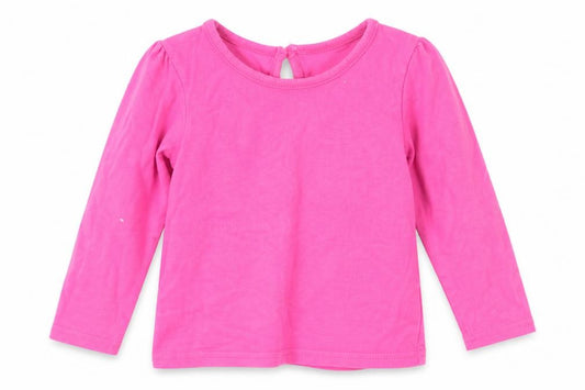 Front view of Cheeky monkey girls’ pink basic t-shirt, size 12-18, months