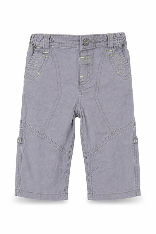 Front view of Baby Boutique boys’ grey cargo trousers, size 3-6, months