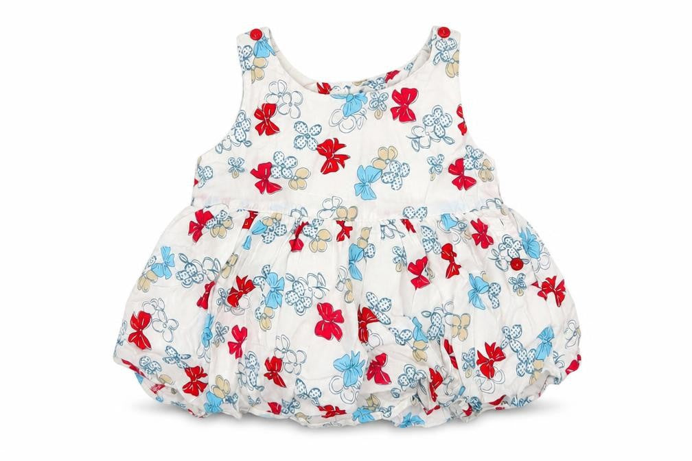 Marks and Spencer Girls White Geometric  Fit & Flare  Size 12-18 Months