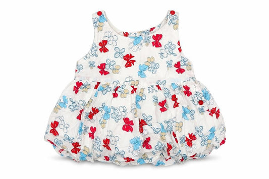 Front view of Marks & Spencer girls’ white geometric fit & flare, size 12-18, months