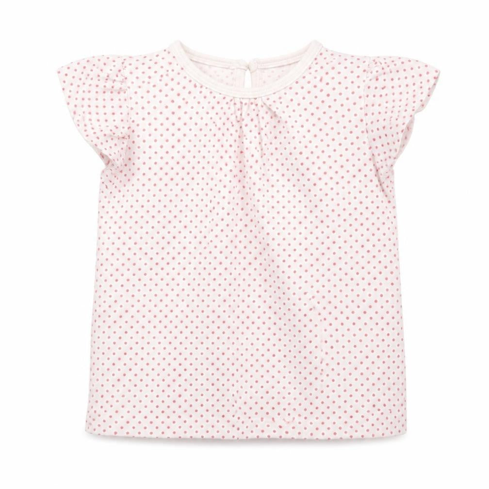 F&F Girls White Polka Dot  Basic T-Shirt Size 12-18 Months