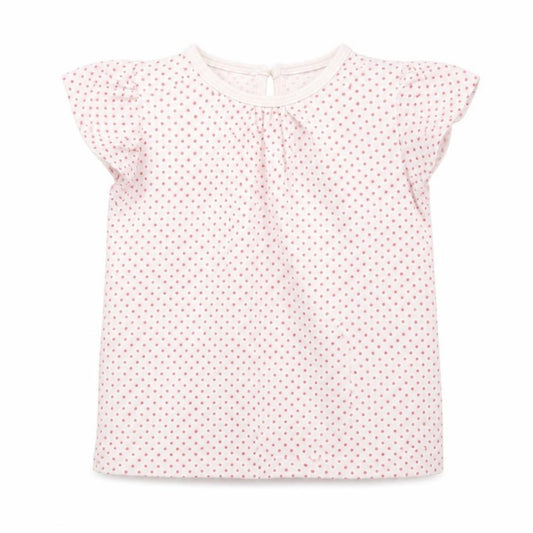 Front view of F&F girls’ white polka dot basic t-shirt, size 12-18, months