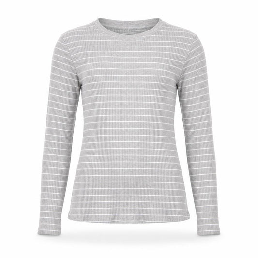 Front view of Marks & Spencer girls’ grey striped jumper, size 12-13, years