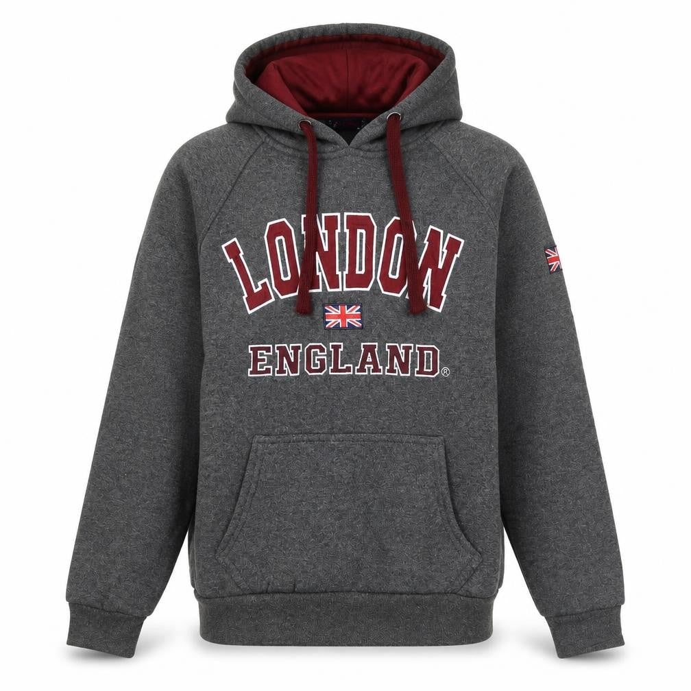 Front view of G-Crown women’s grey geometric pullover hoodie, size M