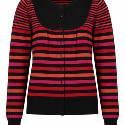 Warehouse Womens Black Striped  Cardigan Jumper Size 10