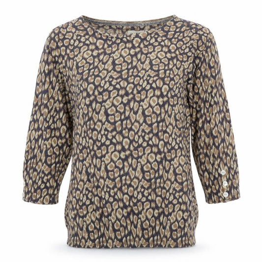 Front view of Next women’s grey animal print basic t-shirt, size UK 10
