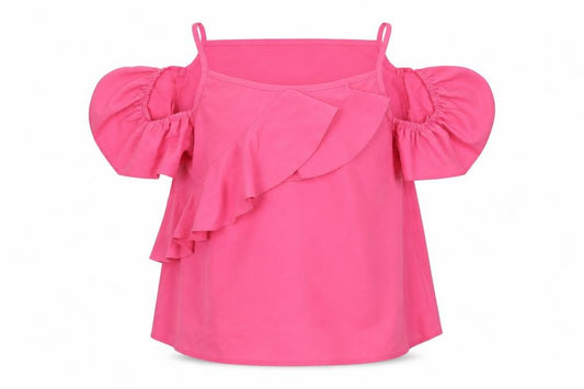 Front view of Primark girls’ pink basic blouse, size 12, years