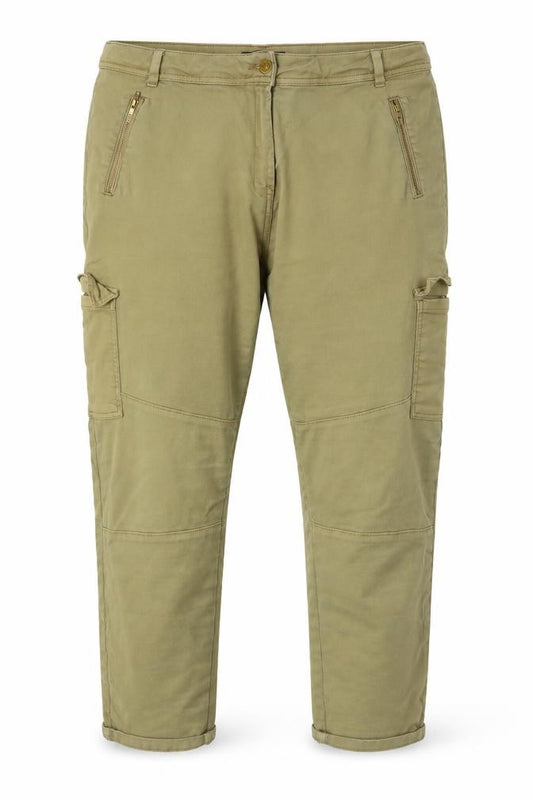 Front view of Marks & Spencer men’s green cropped jeans, size 20, 24-inch leg