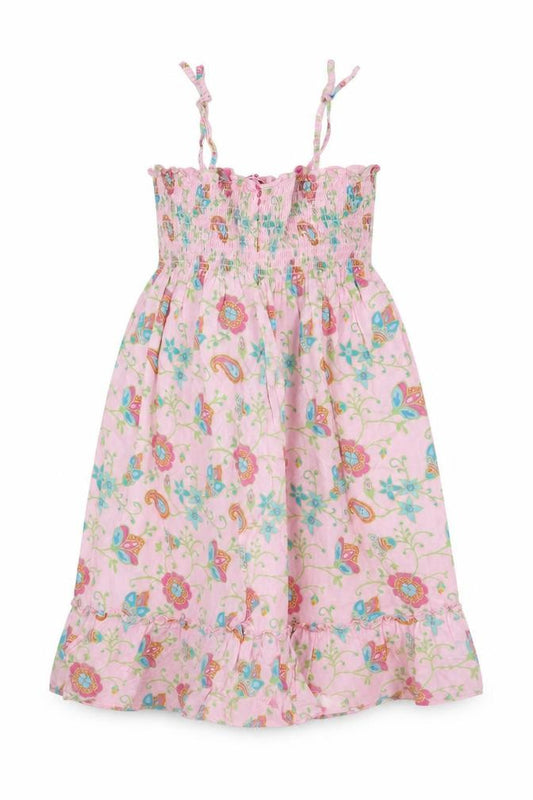 Front view of CQ girls’ pink floral trapeze & swing, size 4-5, years