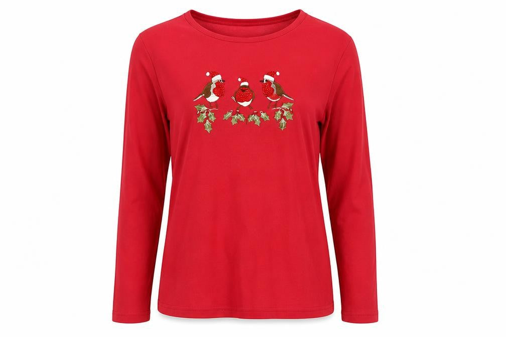 Front view of isle women’s red tunic t-shirt, size S