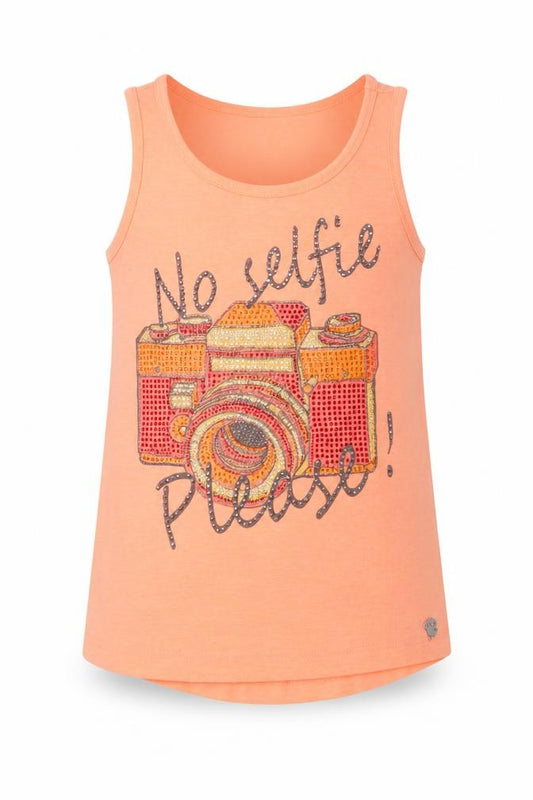 Front view of so twee girls’ orange basic tank, size 6, years