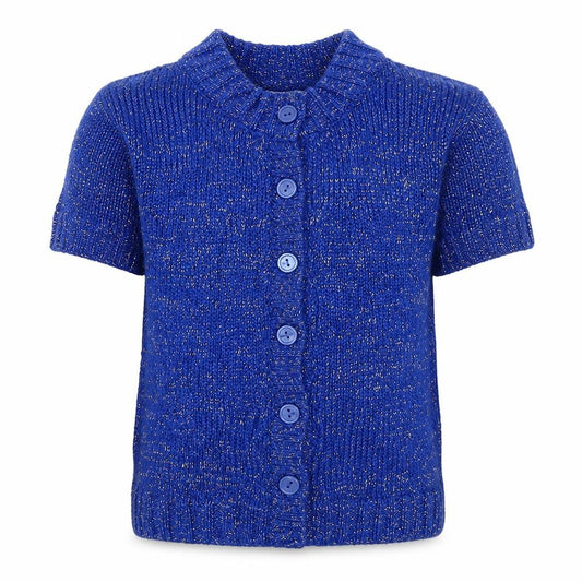 Front view of Pumpkin Patch girls’ blue cardigan jumper, size 4, years