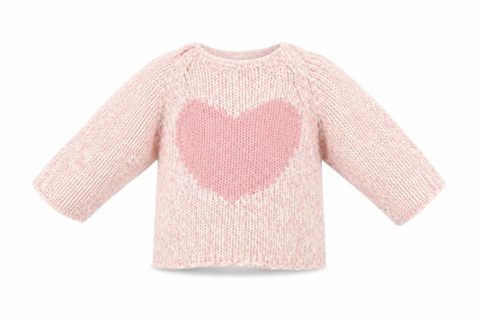 Front view of F&F girls’ pink knit jumper, size 36, months - heart