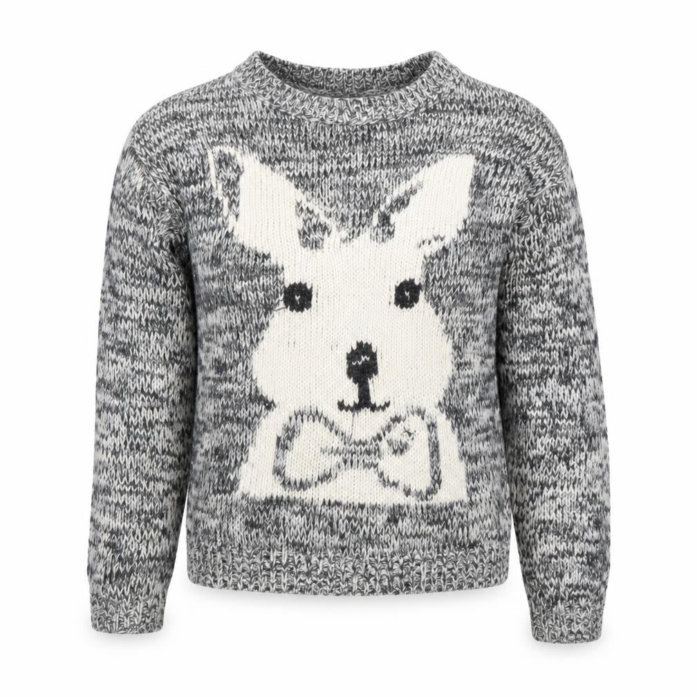 Front view of Preworn women’s grey jumper, size UK 10, - rabbit