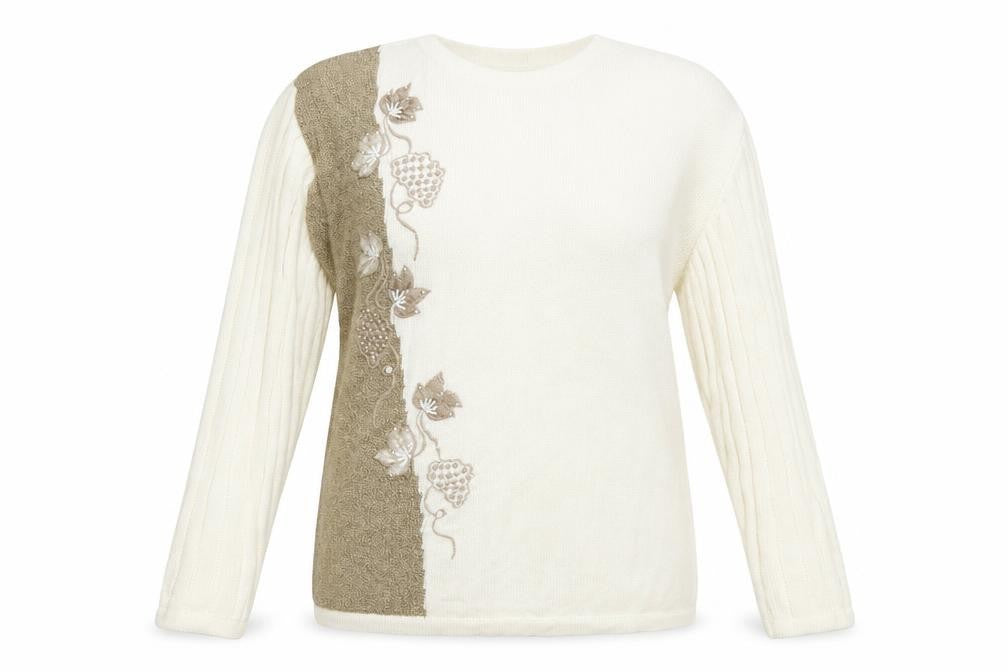 Better & Peter Allen Womens Beige Floral  Pullover Jumper One Size