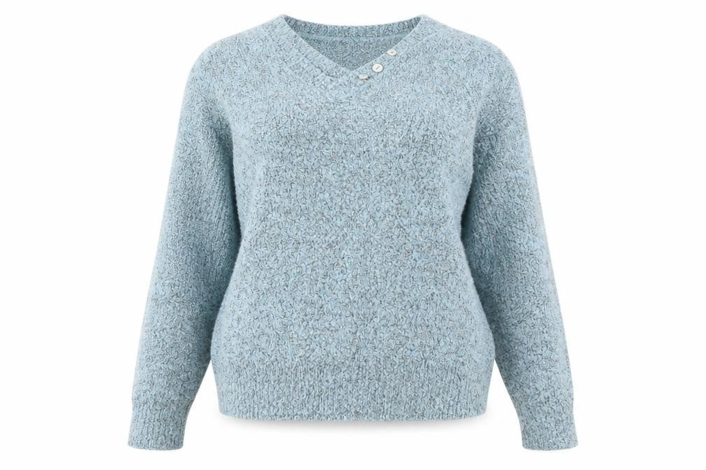 Front view of Bonmarché women’s blue jumper, size S