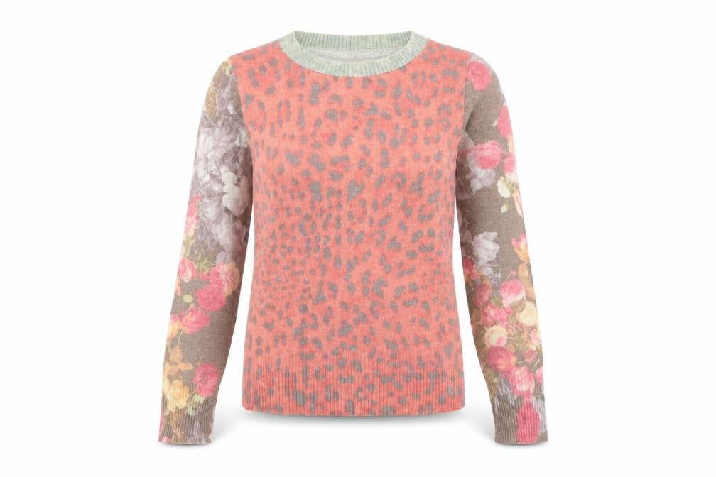 Evalinka Womens Pink Animal Print  Pullover Jumper Size 2