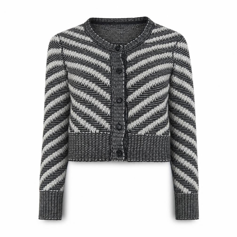 Front view of Limited women’s multicoloured striped knit jumper, size UK 12, - cropped
