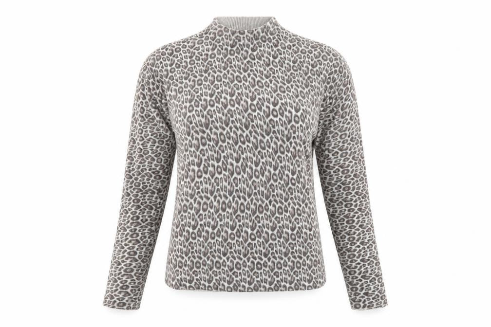 Front view of Atmosphere women’s multicoloured animal print jumper, size UK 6