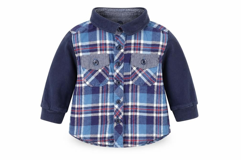 Matalan Boys Blue Plaid  Basic Dress Shirt Size 3-6 Months