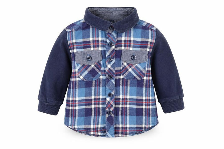 Matalan Boys Blue Plaid Basic Dress Shirt Size 3-6 Months