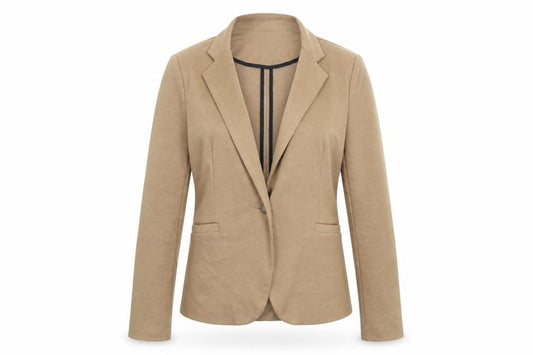 Front view of New Look women’s brown jacket, size UK 12