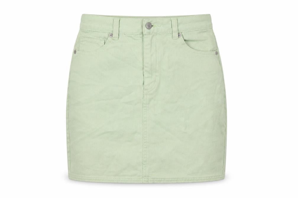 Monki Womens Green  Denim A-Line Skirt Size 6