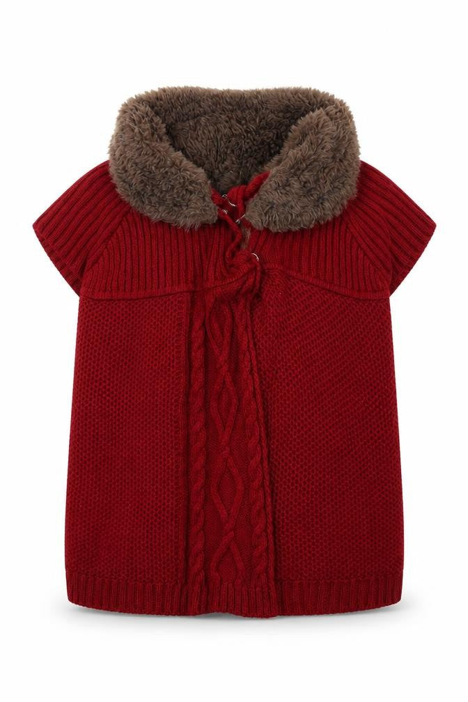 Front view of George women’s red cape jumper, size UK 12