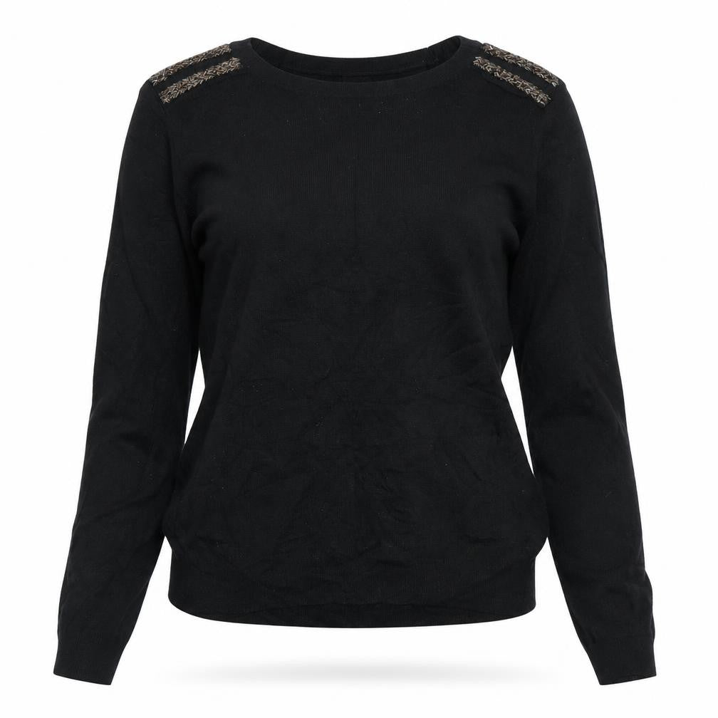 Front view of H&M women’s black knit jumper, size S