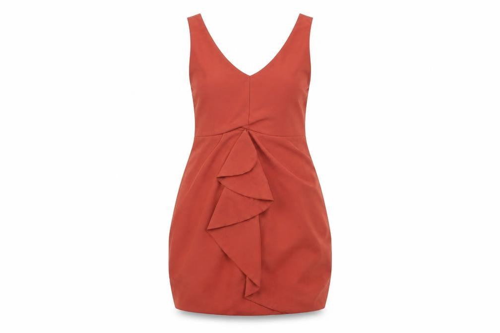 Front view of H&M women’s brown a-line, size UK 38, - cross over front