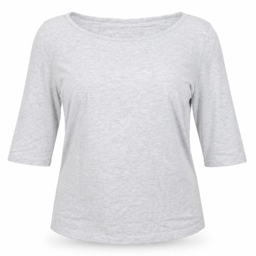 Denim & Co. Womens Grey Colourblock  Basic T-Shirt Size M