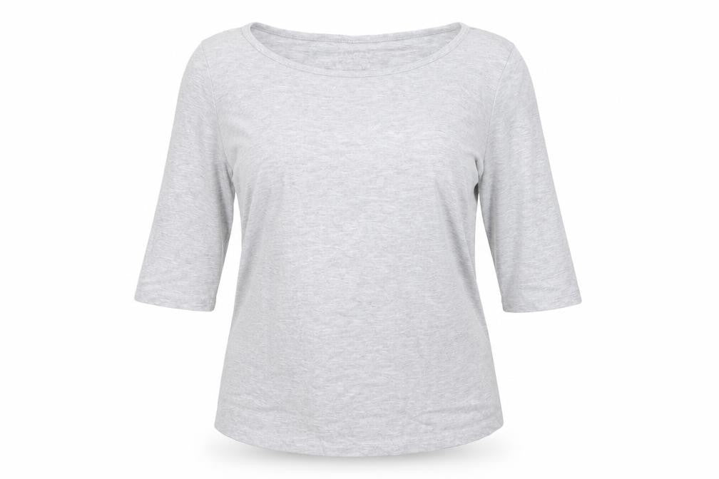 Denim & Co. Womens Grey Colourblock  Basic T-Shirt Size M