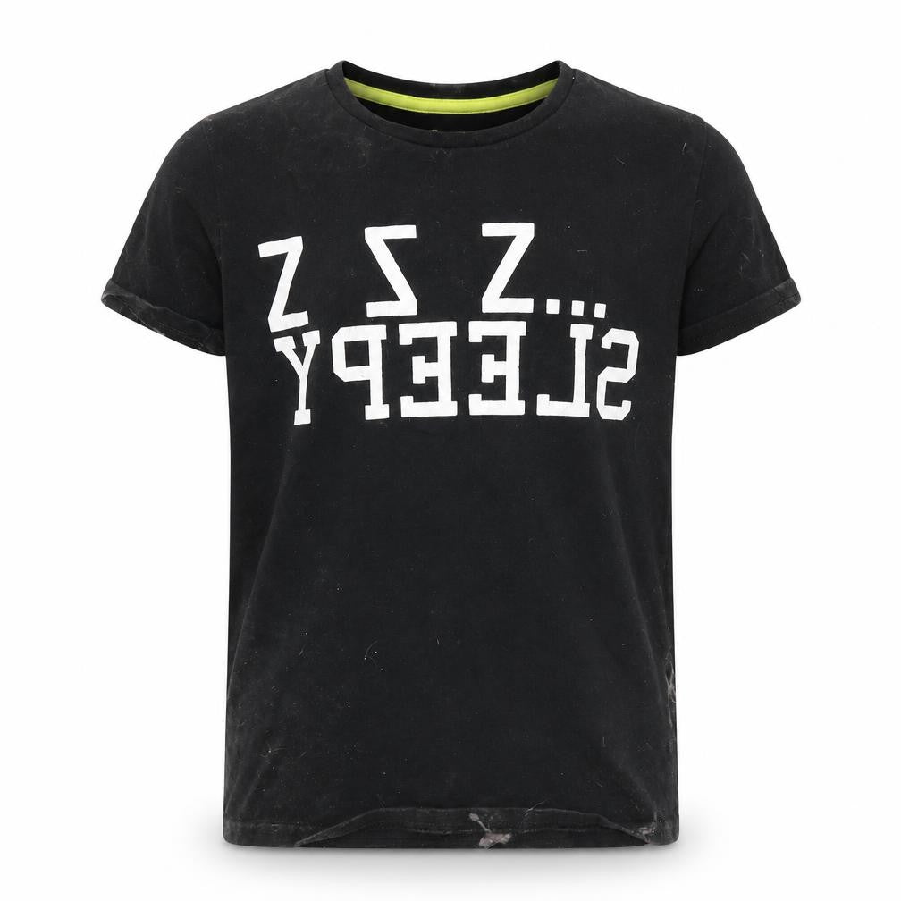 Front view of Marks & Spencer boys’ black houndstooth basic t-shirt, size 6-7, years