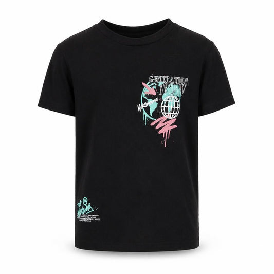 Front view of Asda George girls’ black basic t-shirt, size 4-5, years