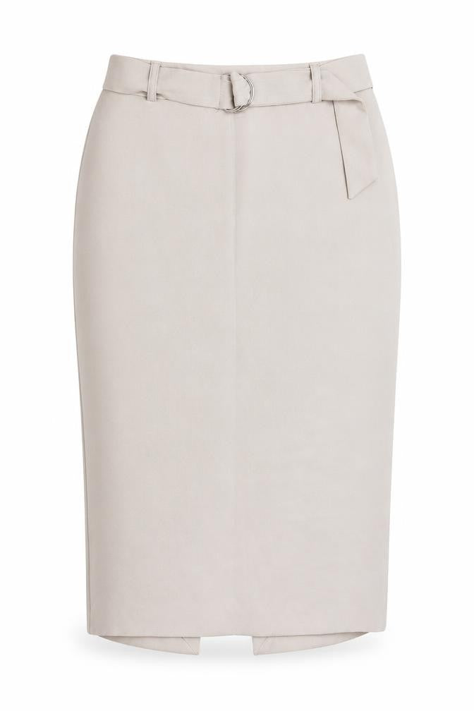 Front view of Linea women’s grey a-line skirt, size UK 10