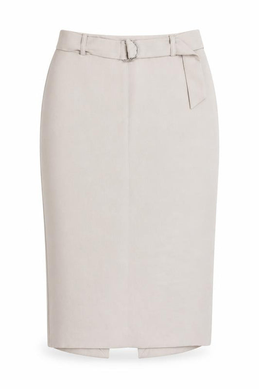 Front view of Linea women’s grey a-line skirt, size UK 10