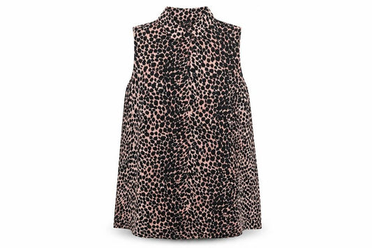 Front view of Topshop women’s multicoloured animal print basic button-up, size UK 12
