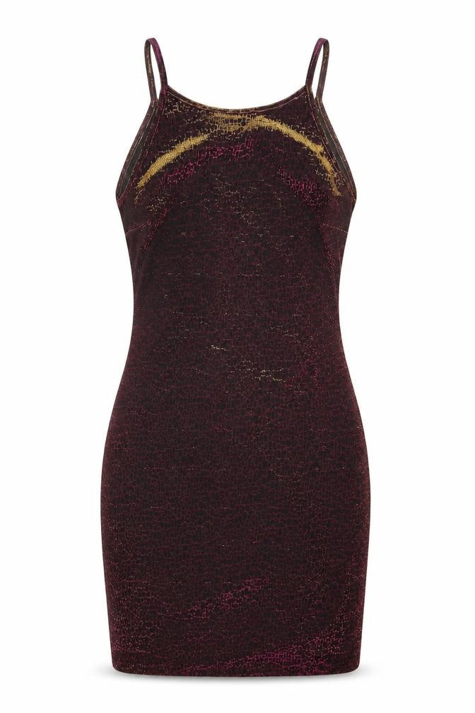 Front view of Miss Selfridge women’s gold mini, size UK 8