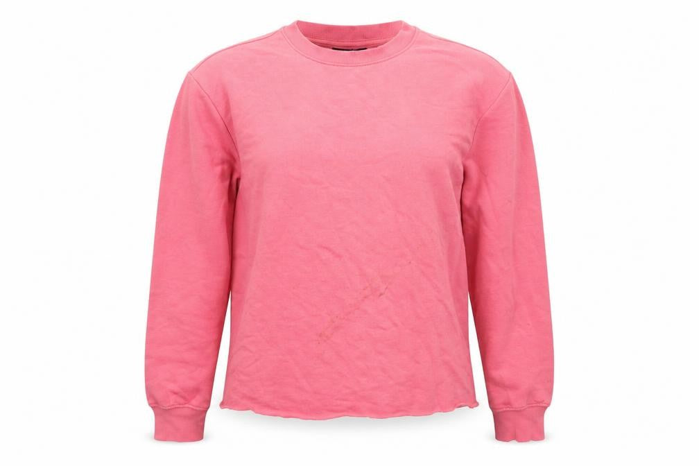 Front view of H&M women’s pink pullover sweatshirt, size XS
