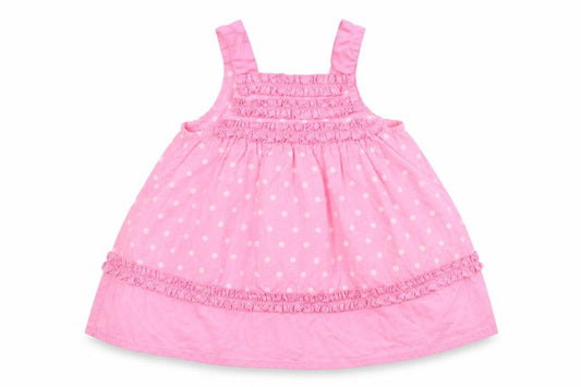 Front view of George girls’ pink polka dot fit & flare, size 0-3, months