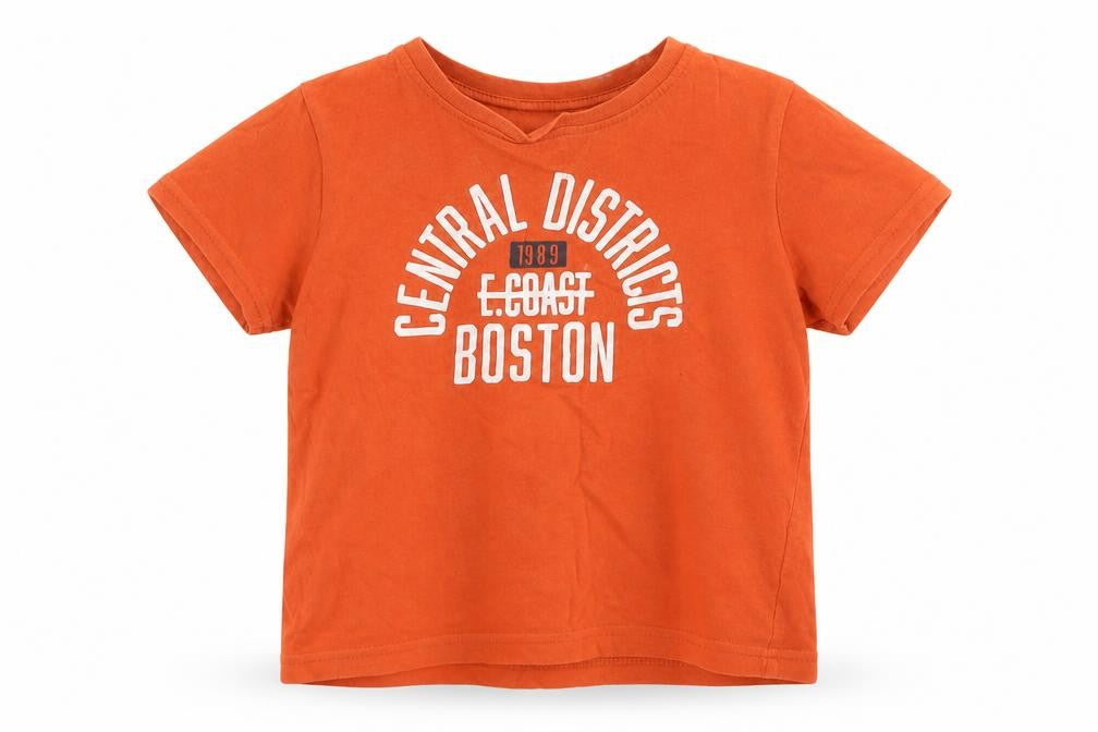 Front view of Primark boys’ orange basic t-shirt, size 3-4, years - boston