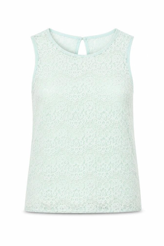 Front view of New Look women’s green floral basic tank, size UK 12